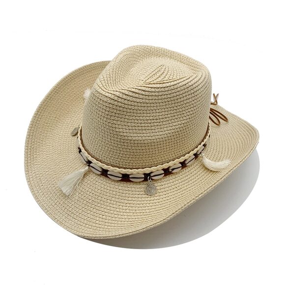 1394 Western Straw Cowboy Hat For Women Beach Sun Men Wide Brim Fedora main image 5